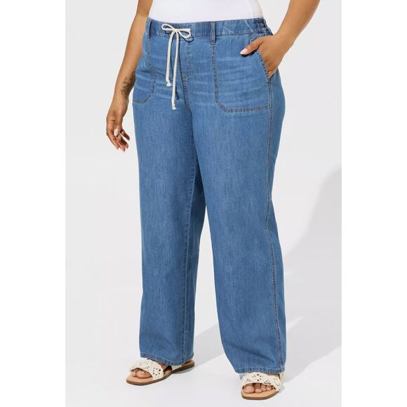 Torrid Pull On Mid Rise Wide Leg Light Weight Jean Womens Plus Size 4X New - Picture 1 of 13